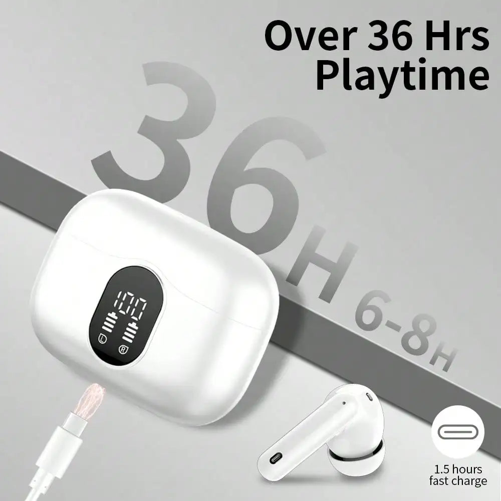 Ordtop Wireless Earbuds Bluetooth Headphones 48H Playtime Ear Buds/With LED Power Display, IPX7 Waterproof Bluetooth 5.4 Earphones