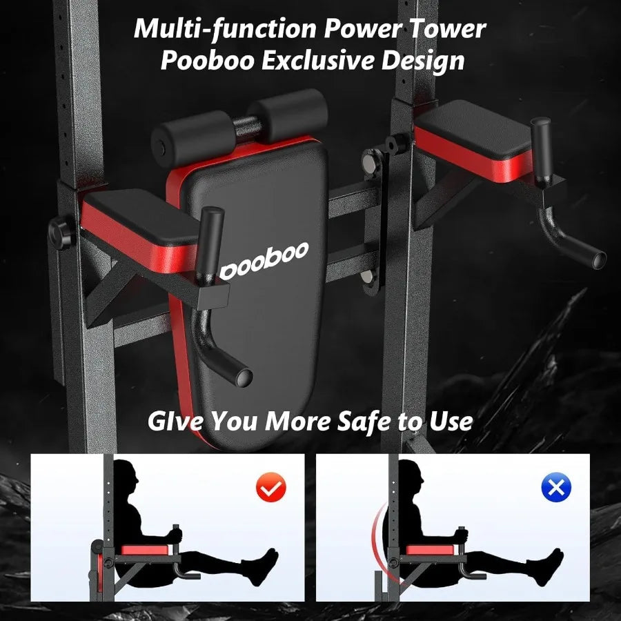 Power Tower Dip Station Pull Up Bar for Fitness Home Gym Workout/Multi-Function Adjustable Height Fitness Strength Training