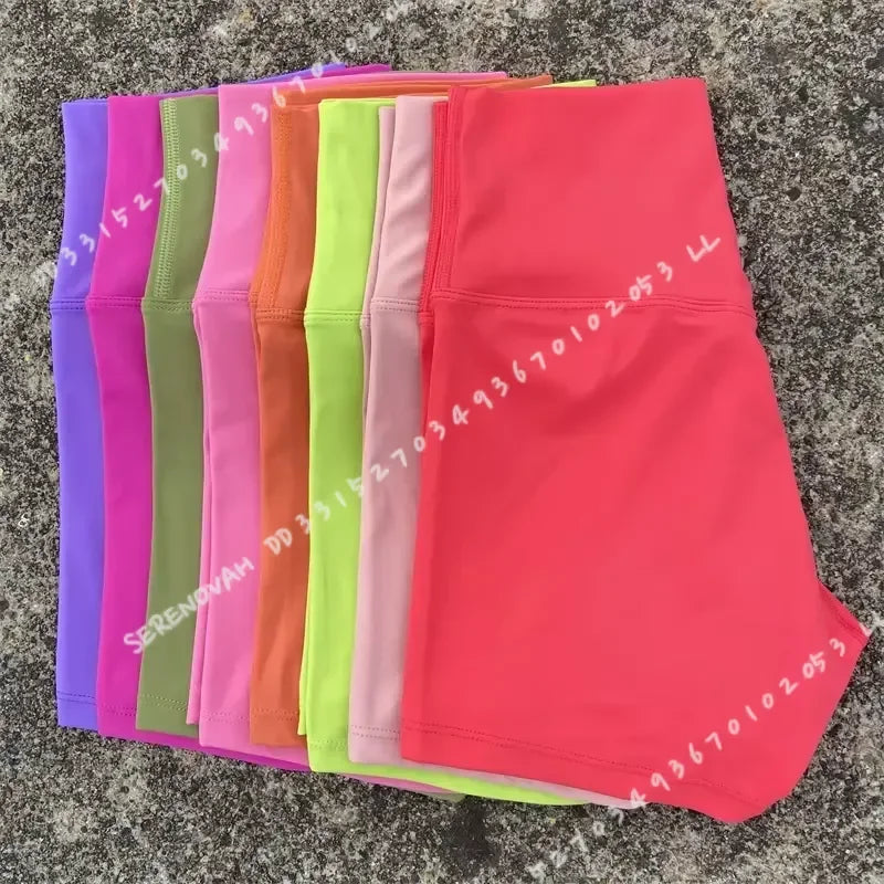 Solid Color Women Fitness Sport Shorts High Waist Athletic Yoga Shorts/Leg Cycling Comprehensive Training Jogging Squat