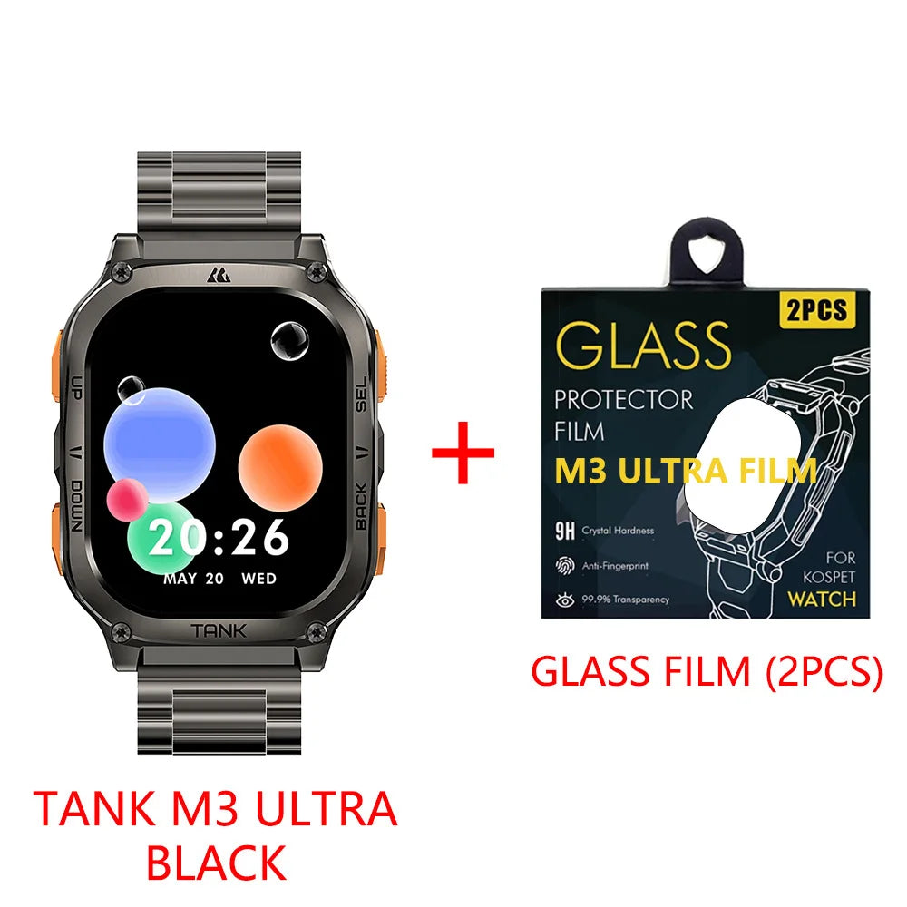 New KOSPET TANK M3 Ultra GPS Smartwatch For Men Waterproof/5ATM AMOLED AOD 480mAh Digital Bluetooth Call Men's Watches
