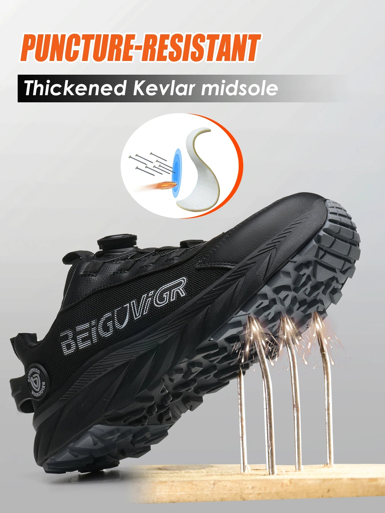 Rubber-Padded Anti-Slip Impact-Resistant/Puncture-Resistant Safety Shoes