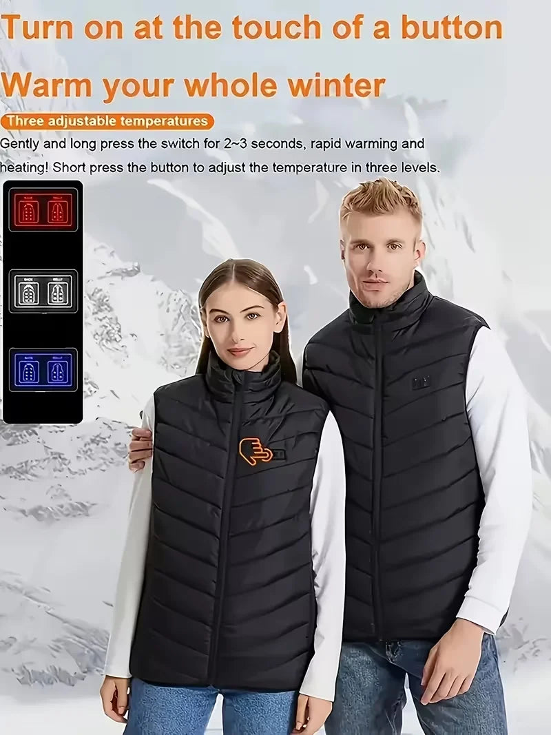 Men's Dual Control 15-Zone Vest Separate Front and Back/Heating Control Three Temperature Settings Winter Warm Outerwear