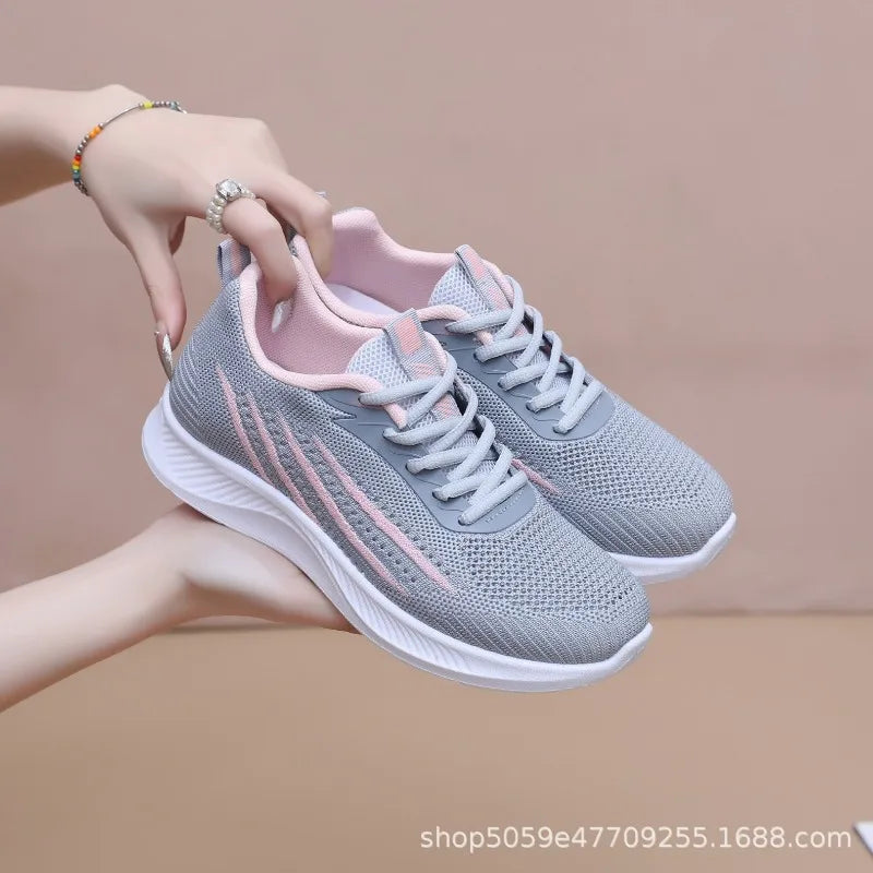 Women's Lightweight Running Shoes Summer Breathable Lace-Up/Gym Walking Training  Cushioned Sole Non Slip Fatigue Relief Casual