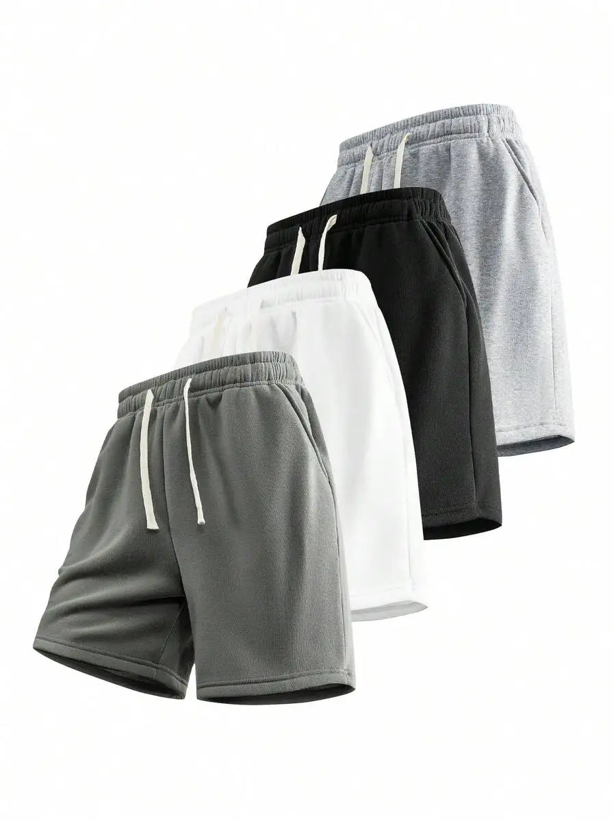 Men's Casual Solid Sweat Shorts Drawstring Waist With Pockets/Simple And Versatile Summer Bottoms Suitable For Everyday