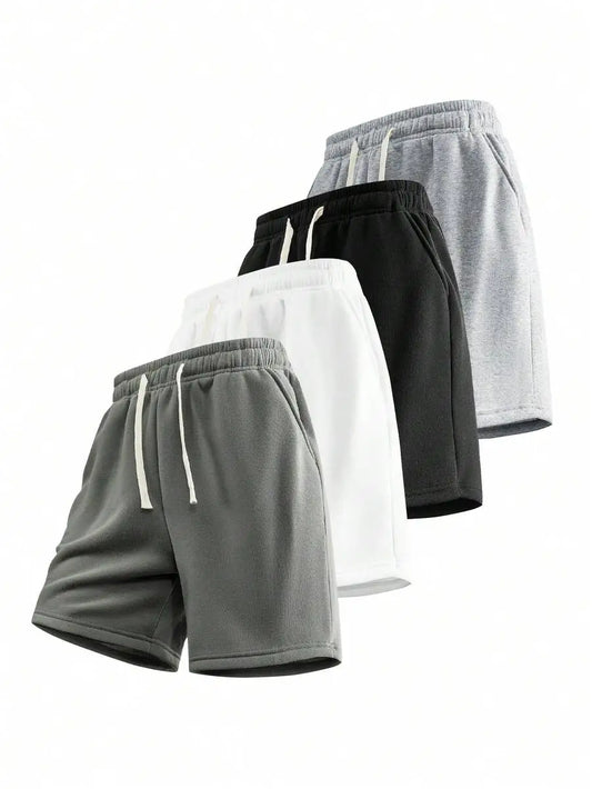 Men's Casual Solid Sweat Shorts Drawstring Waist With Pockets/Simple And Versatile Summer Bottoms Suitable For Everyday