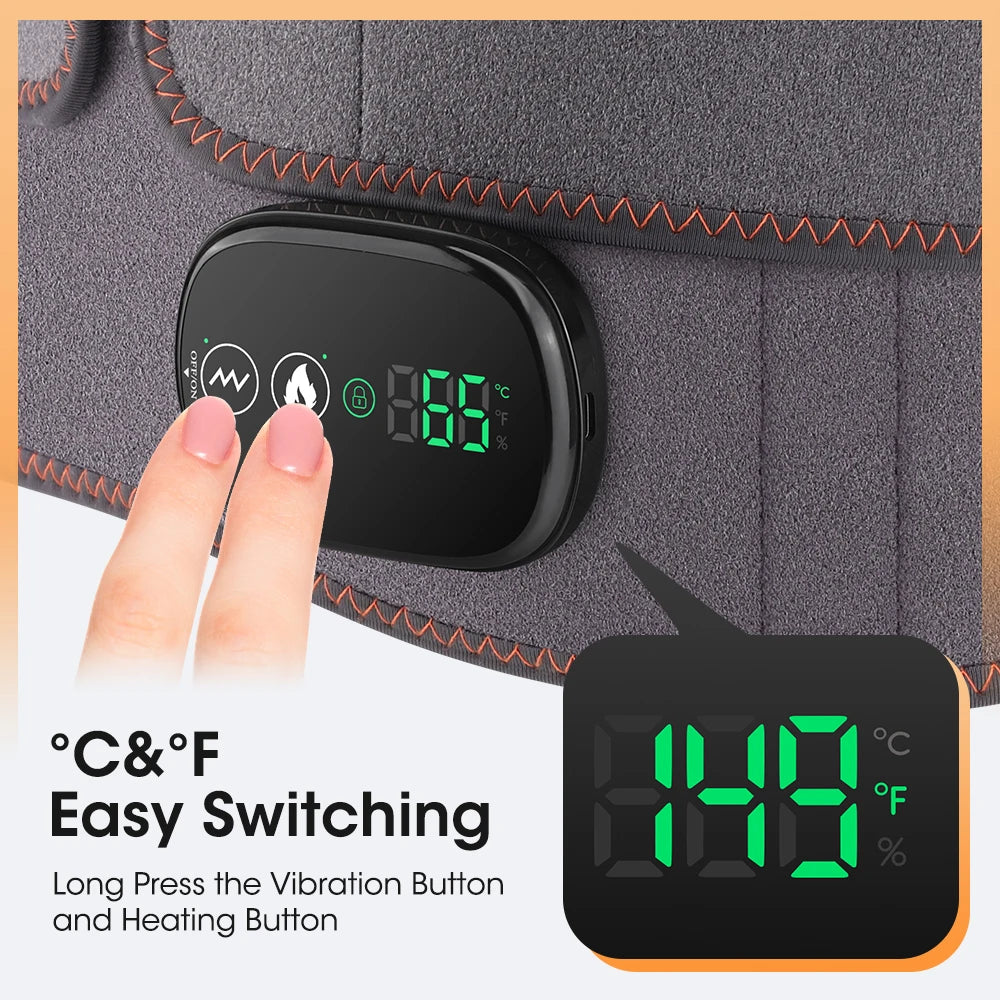 Cordless Heated Waist Massager Belt with Vibration 3-Level Adjustable/Heat & Massage Intensity Rechargeable Lumbar Heating Pad