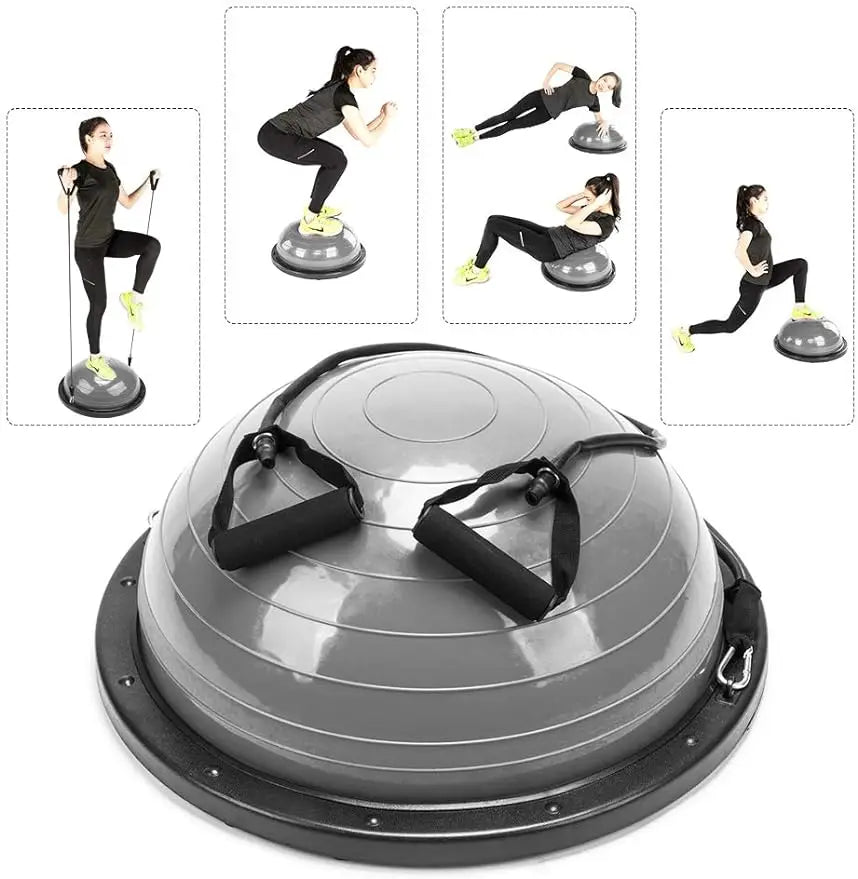 Yoga Half Ball Balance Trainer Exercise Ball Resistance Band/Two Pump Home Gym Core Training