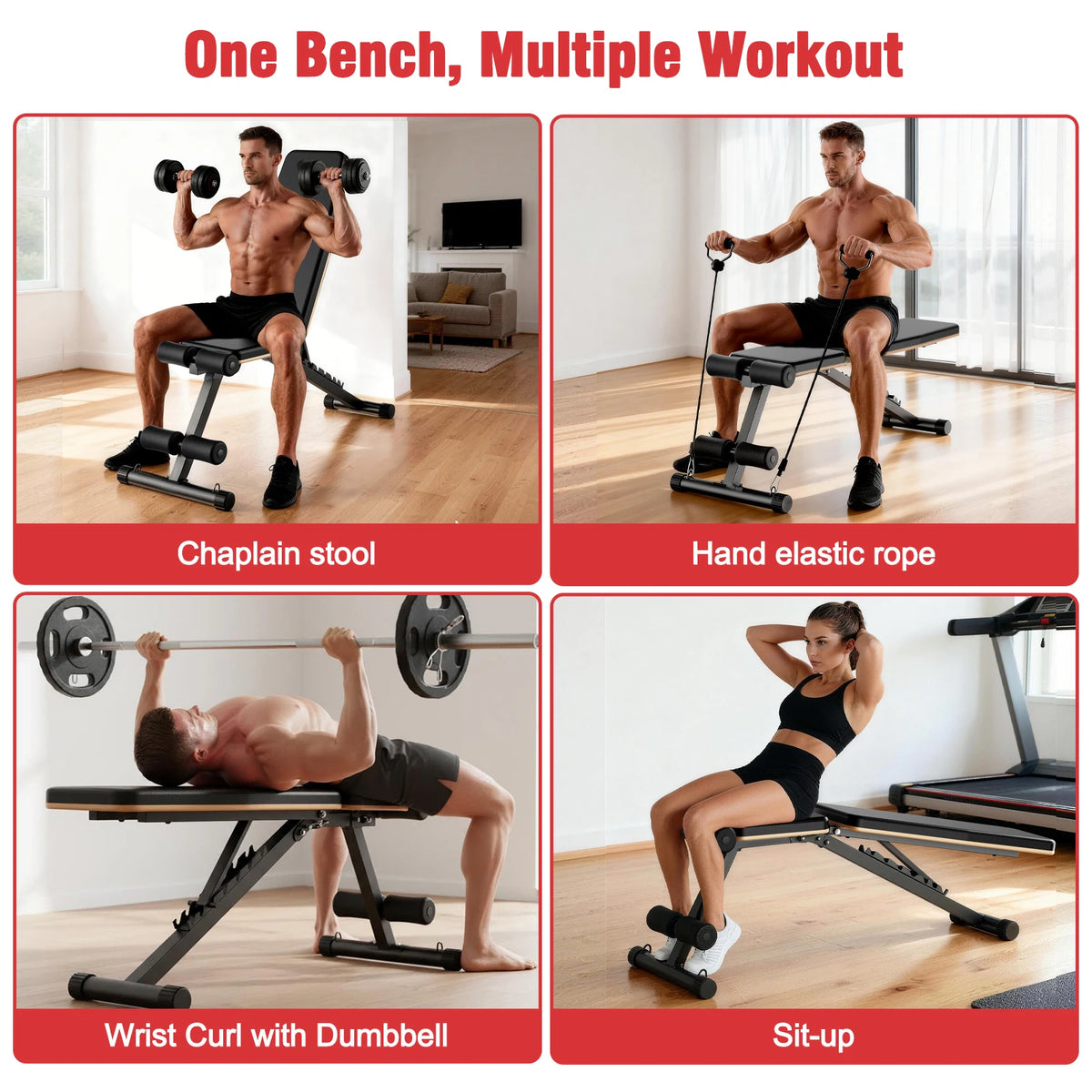 Foldable Dumbbell Bench Multifunctional Full Body Workout Home Gym/Adjustable Weight Bench with 660 lbs Capacity for Chest Shoulder