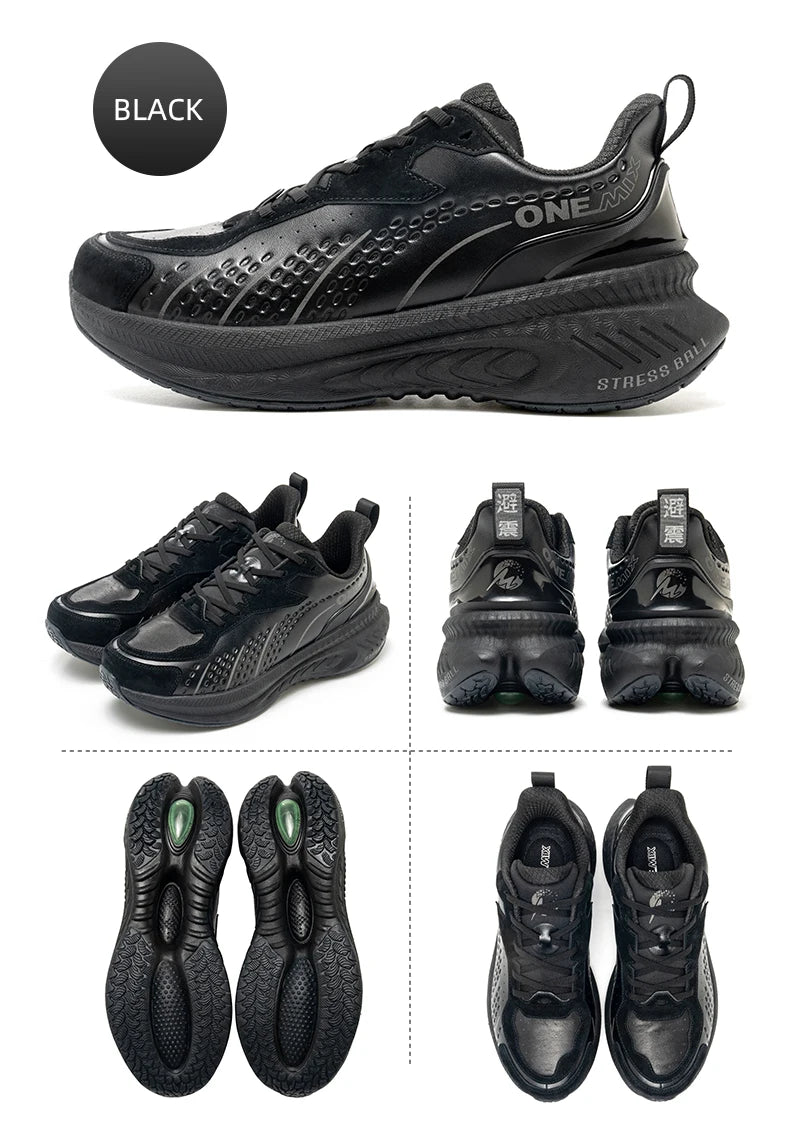 ONEMIX Men's Winter Leather Sports Shoes For Heavy Weight Adults/Shock-Absorbing & Stable Support Cold-Resistant Daily Shoes