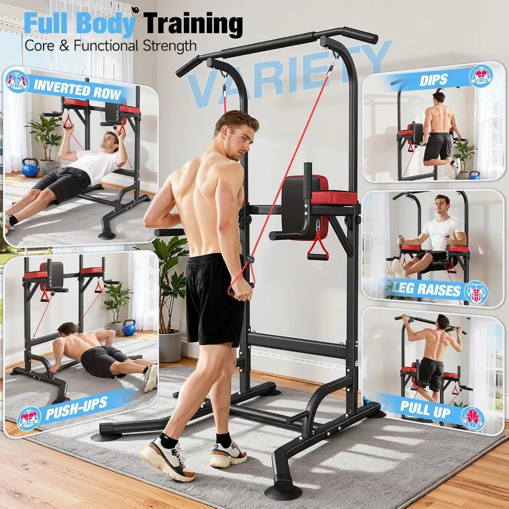 Dskeuzeew Power Tower Pull Up Bar Station 450LBS Stable Power Tower/Training Heavy-Duty Fitness Equipment for Home Gym
