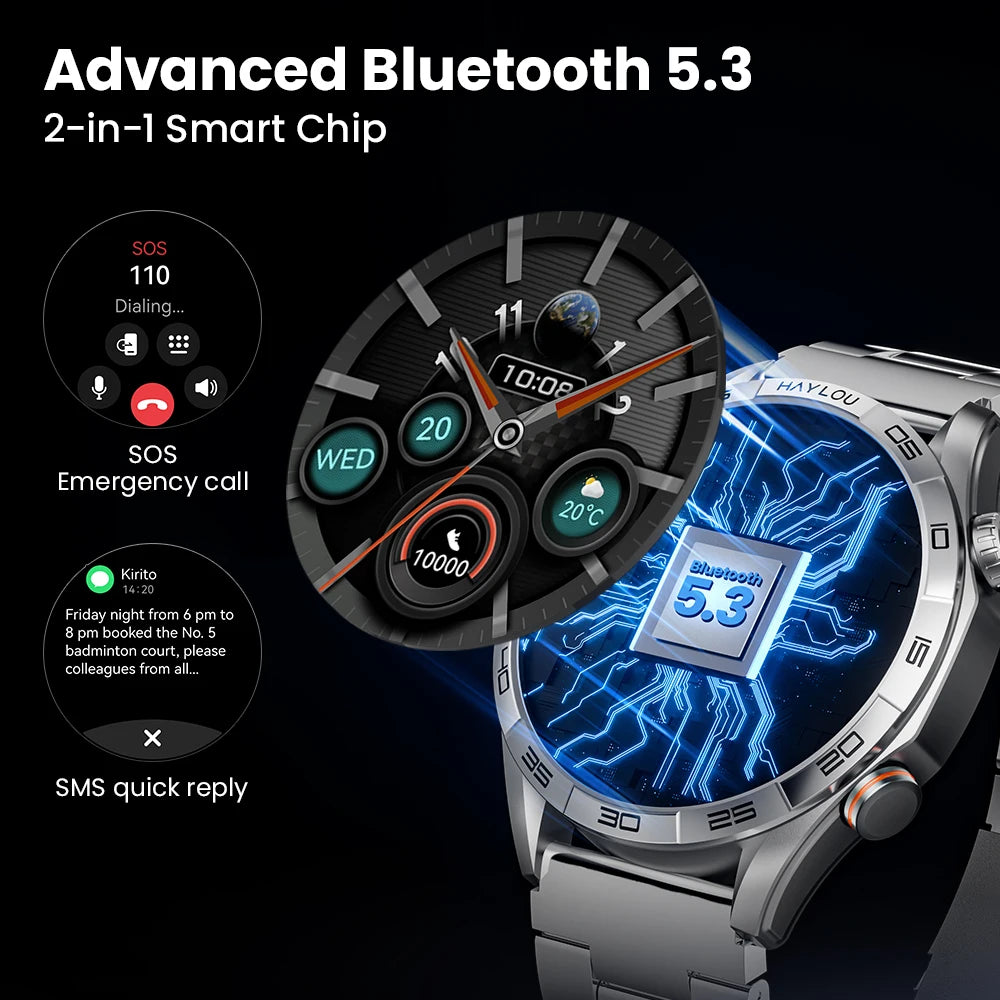 HAYLOU Solar 5 Voice Calling Smartwatch 1.58'' AMOLED Display 60Hz Smart Watch/24H Health Monitoring Sports Smartwatch for Men