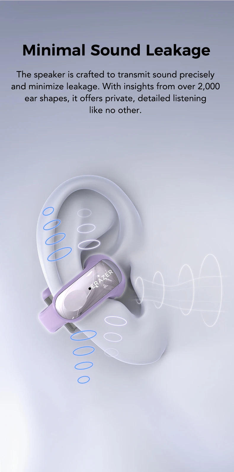 ERAZER XF28 Bluetooth V6.0 Translation Earphones Open-ear/True Wireless Earbuds Office Travel ASMR Headset APP