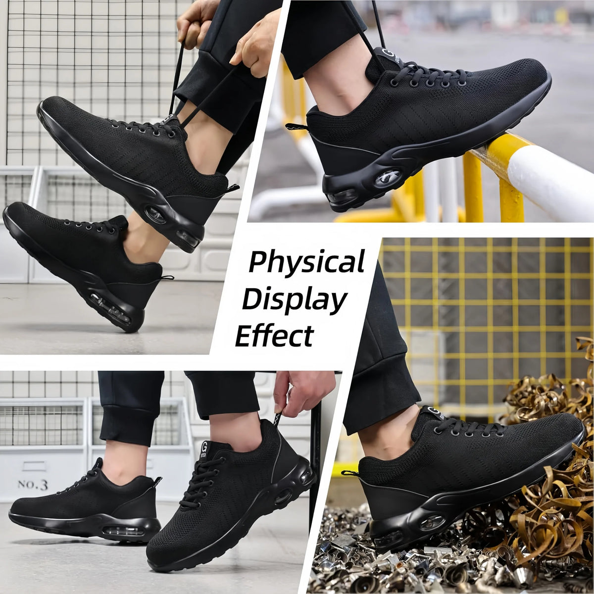 Wear Resistant Durable Steel Toe Work Shoes for Men Impact Resistant/Steel Toe Cap Lightweight Comfortable Industrial Safety Shoes