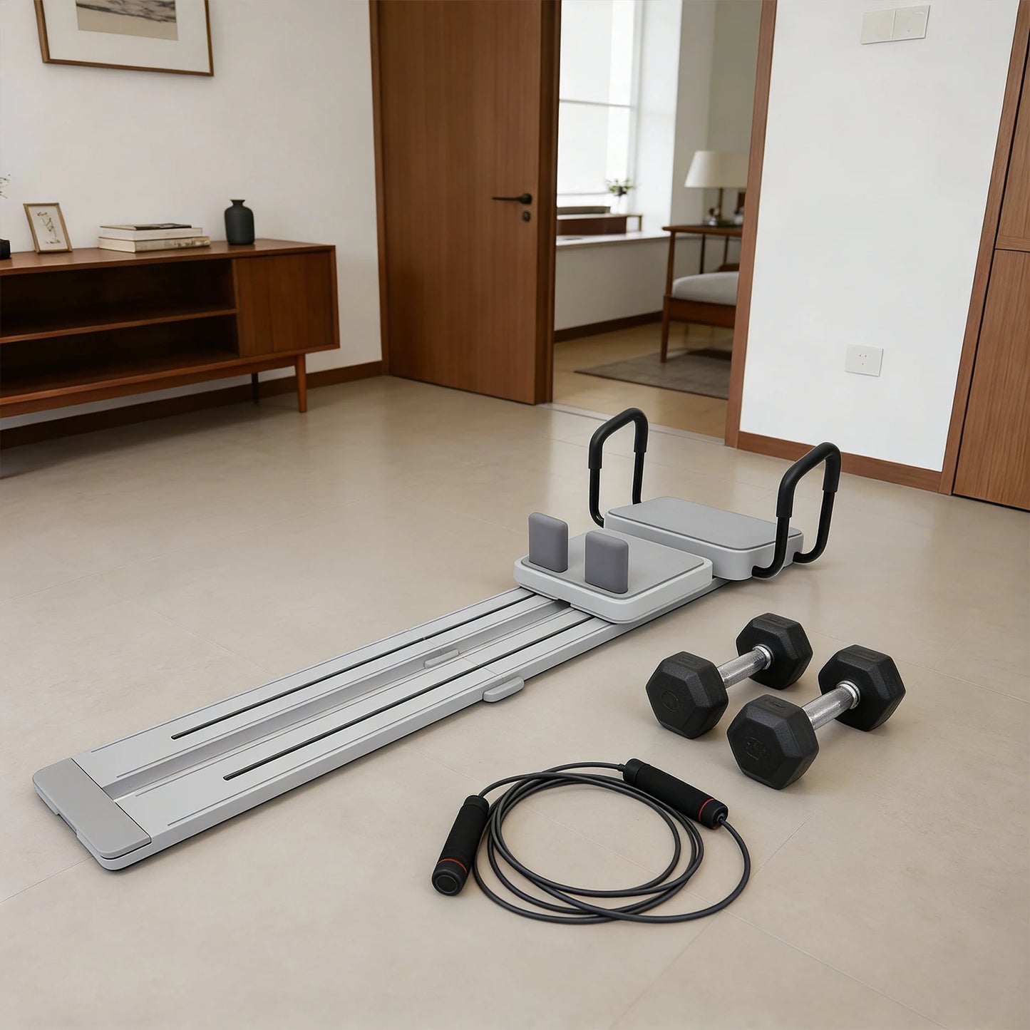 Lightweight Foldable Storage Pilates Board Ergonomic Padded Handles/And Cushions Suitable For Home Gym Yoga Studio Use