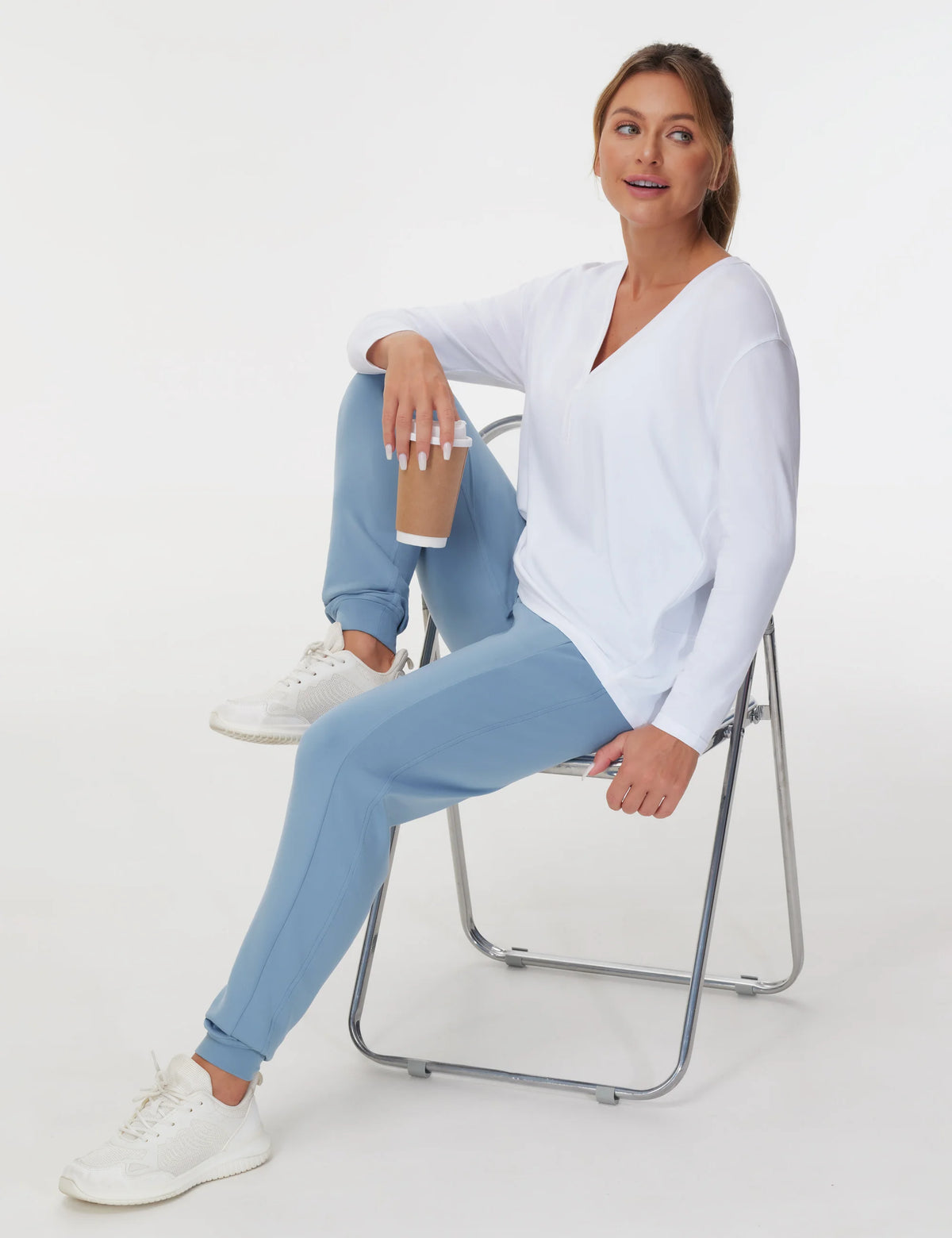 THE GYM PEOPLE Women's Long Sleeve Workout Shirts/Loose Fit V-Neck Running T-Shirts Tops