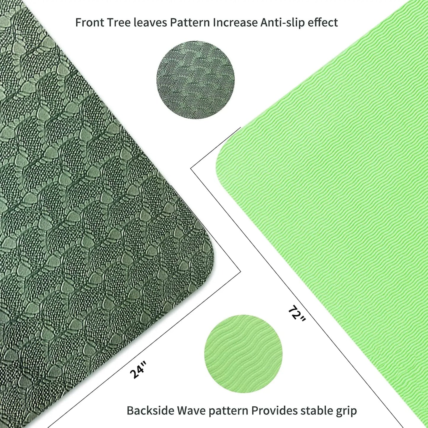 Yoga Mat 1/3 inch QMKGEC Exercise Mats 8mm TPE Non-Slip/Extra Thick High-Density Eco Friendly for Yoga Workout Pilates