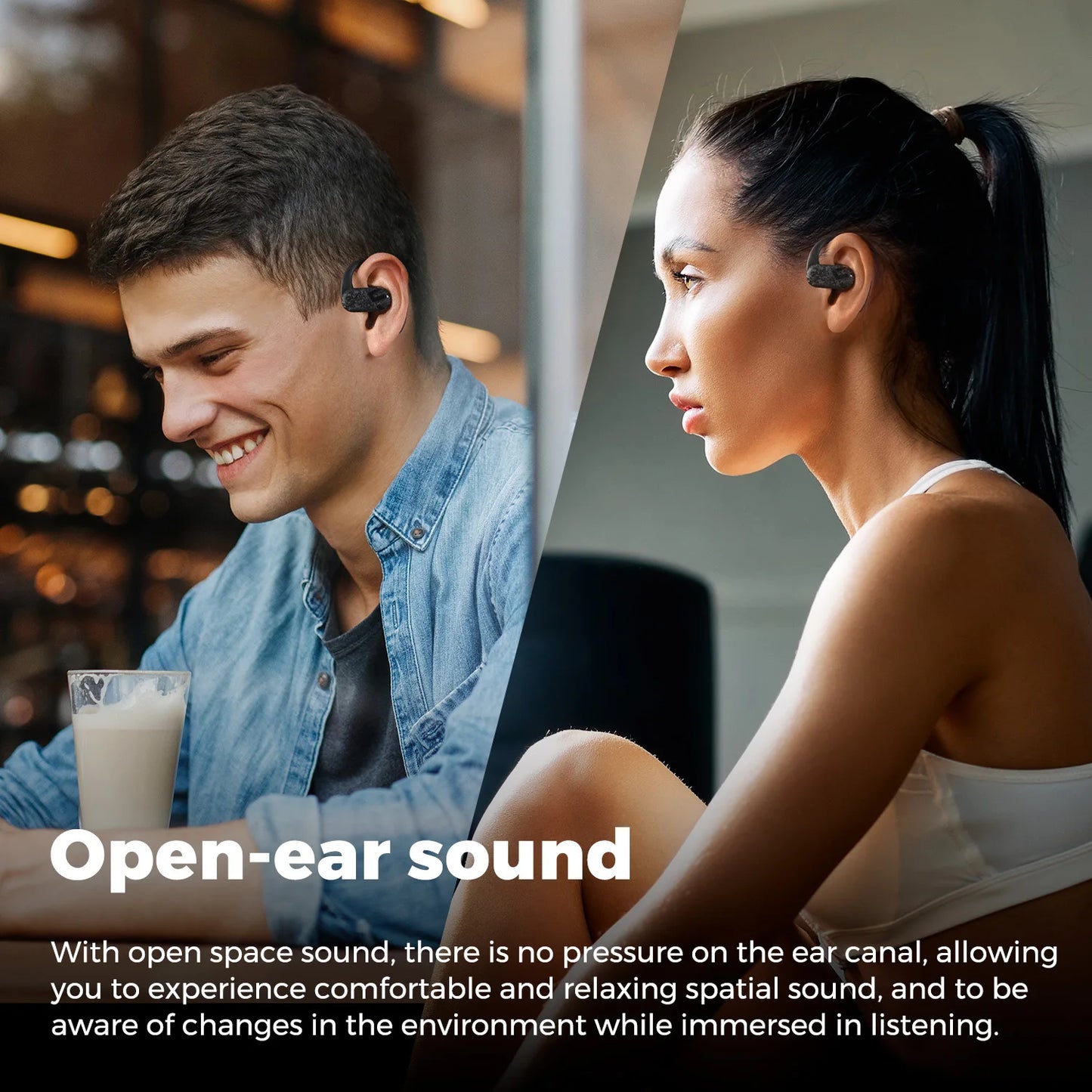 SoundPEATS Breezy Open-Ear Wireless Earphone Bluetooth 5.4 Earbuds/With 4 Mic AI call Noise Reduction, Multipoint Connection