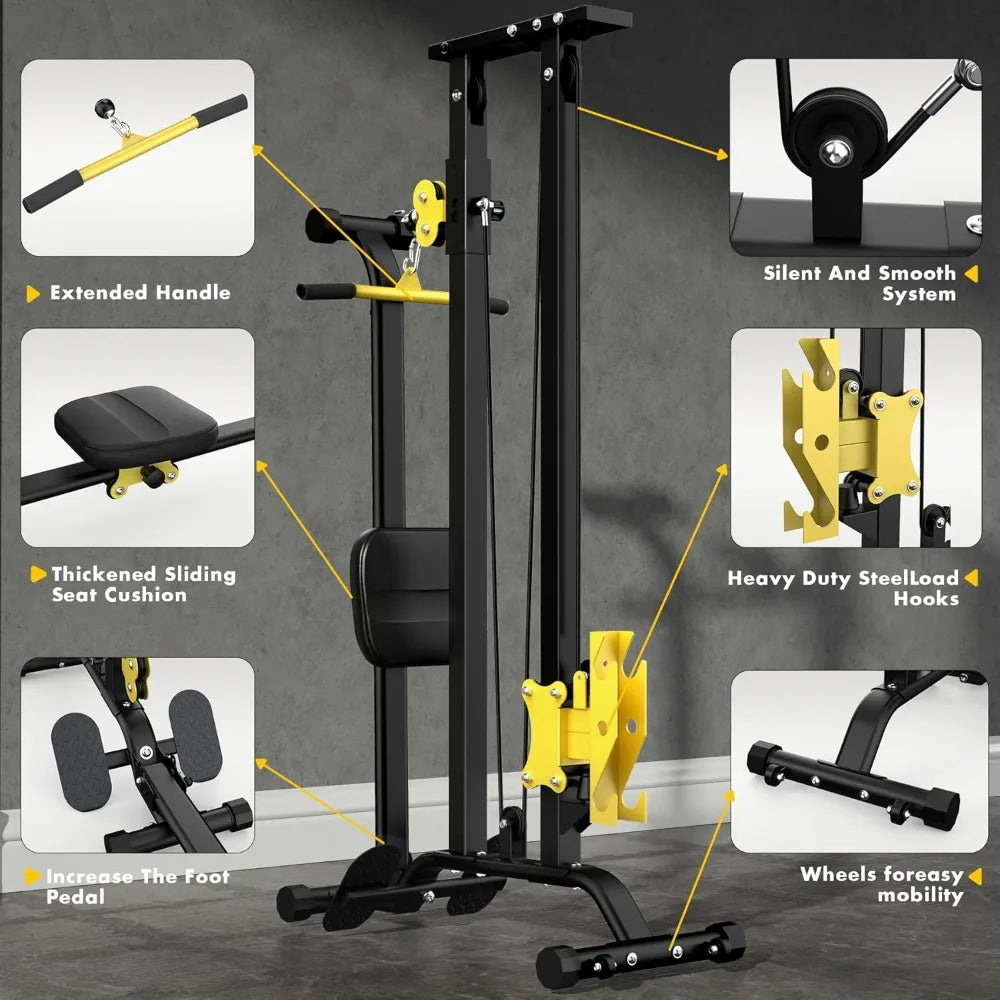 Home Gym Dual-Purpose Equipment: Cable Station/with Lat Pull-Down and Low Row Cable Exercise Options