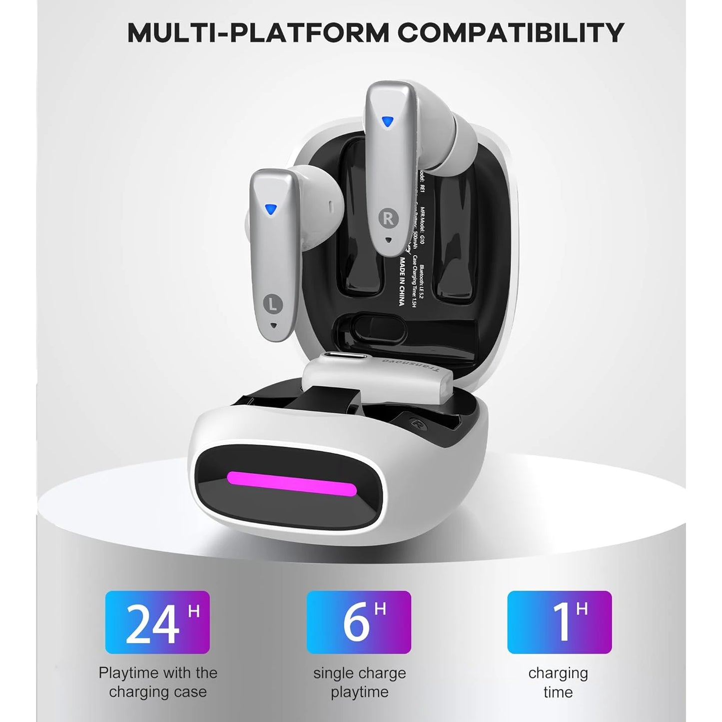 TRANSNOVO VR Wireless Gaming Earbuds 30ms Low Latency/2.4GHz Wireless Bluetooth Earphone Compatible with Meta Quest