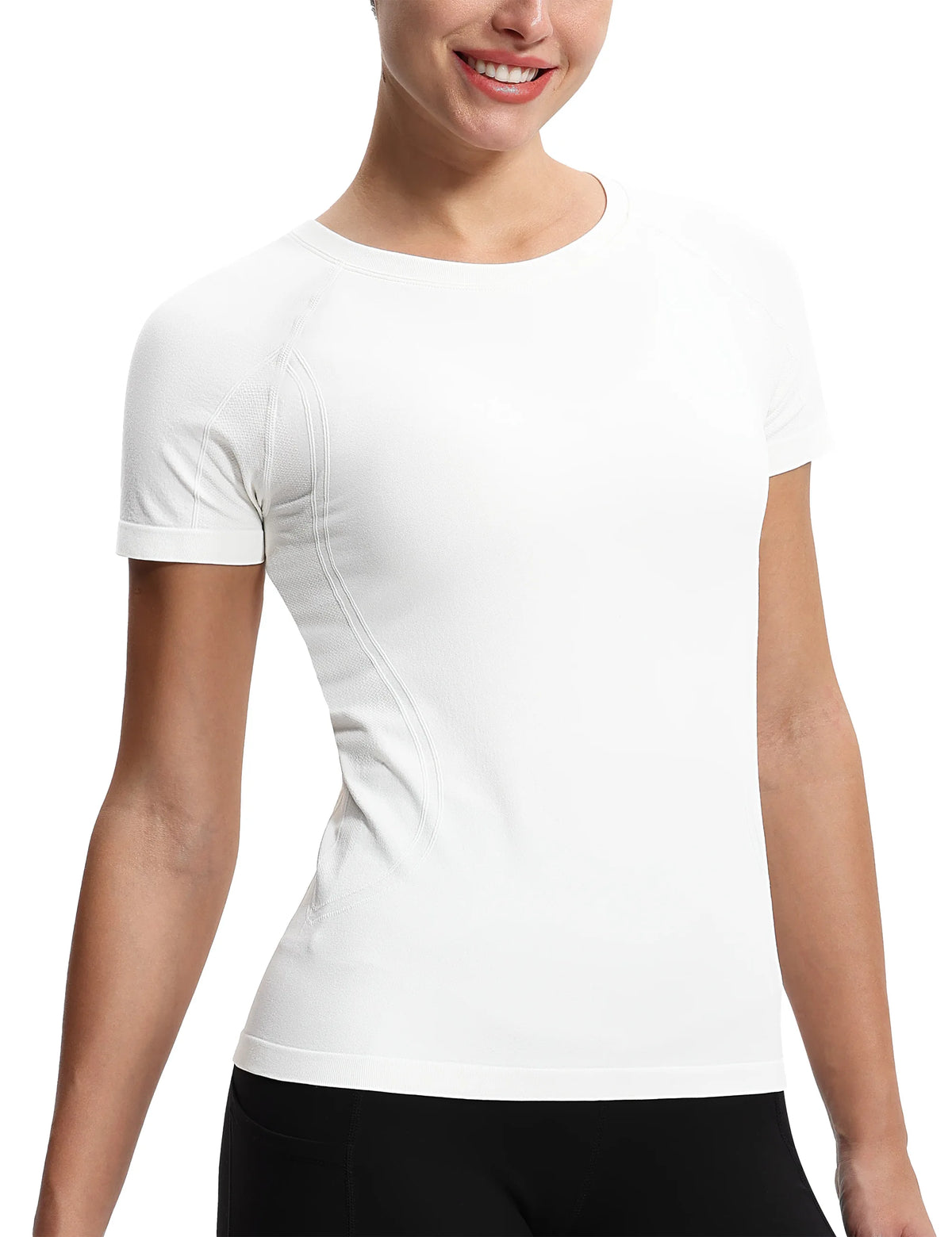 THE GYM PEOPLE Women's Seamless Workout T-Shirts/Short Sleeve Slim Fit Shirts Breathable Running Tee Tops