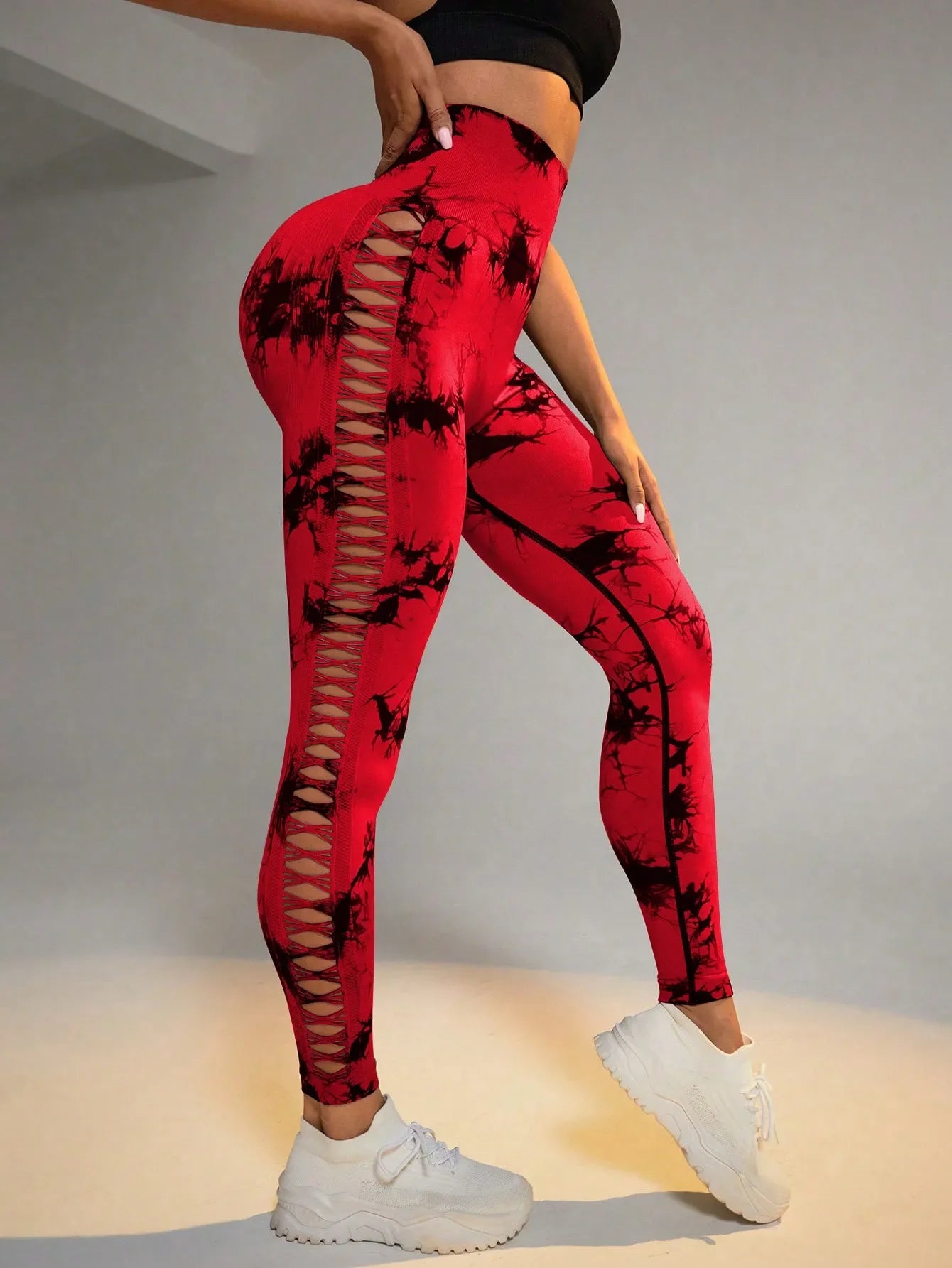 Tie Dye Seamless Leggings for Women High Waist Yoga Pants/Scrunch Butt Lifting Elastic Tights Side mesh design
