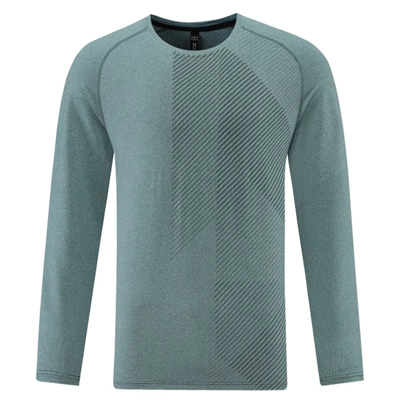 Men Prints Long Sleeve Casual Sports Quick Dry Running Shirts/Breathable Gym Sportswear High Quality Workout Long Tops