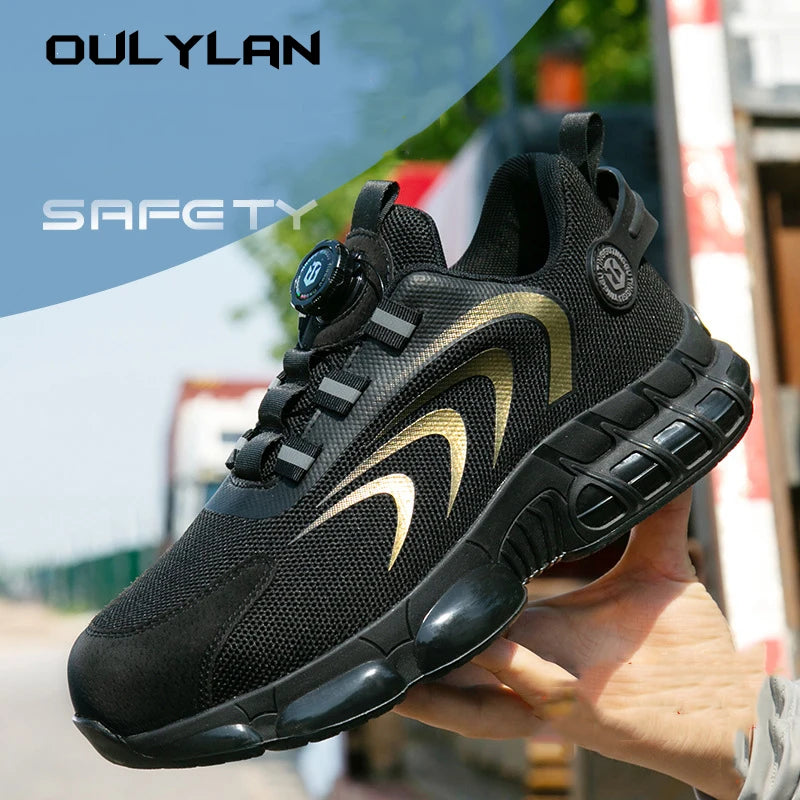 OULYLAN Safety Work Sneakers Men Protective Shoes/Puncture-Proof Anti-smash Steel Toe Shoes Men's Work Boots