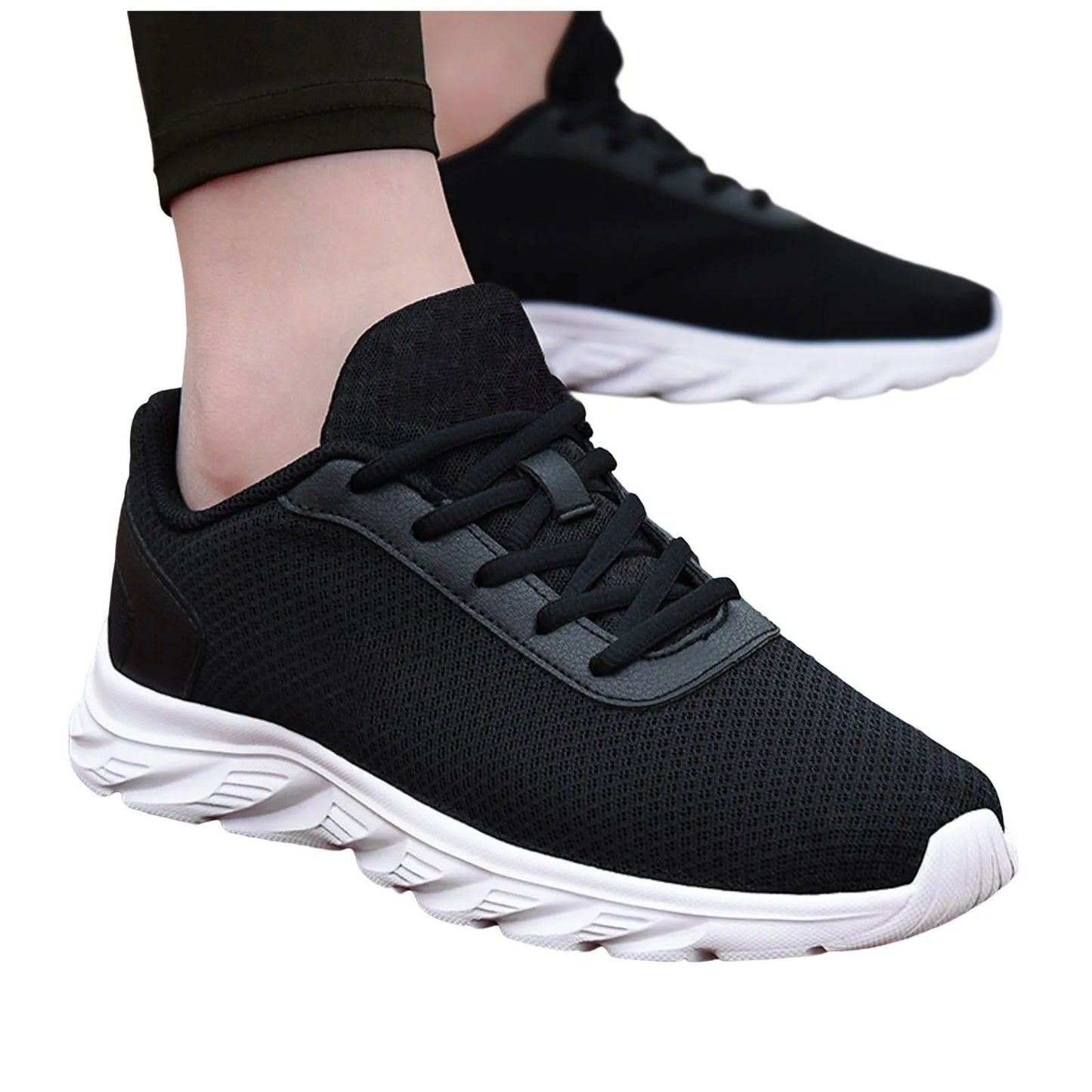 Mens Leather Sneaker Sports Shoes Simple Solid Color Fashion Summer/New Pattern Mesh Breathable Classic Sneaker