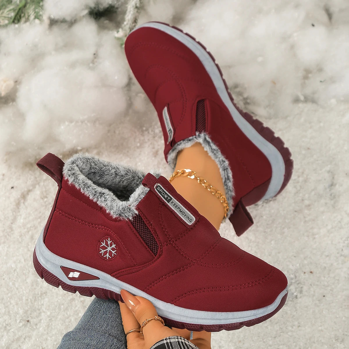 Women's shoes, casual shoes fleece thickened, warm/soft-soled anti-slip and comfortable snow boots