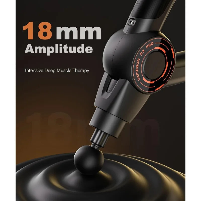 R3 Pro 3-in-1 Massage Gun with Vibration18mm Amplitude & 6500RPM/Deep Tissue Percussion Massager for Pain Relief in Back