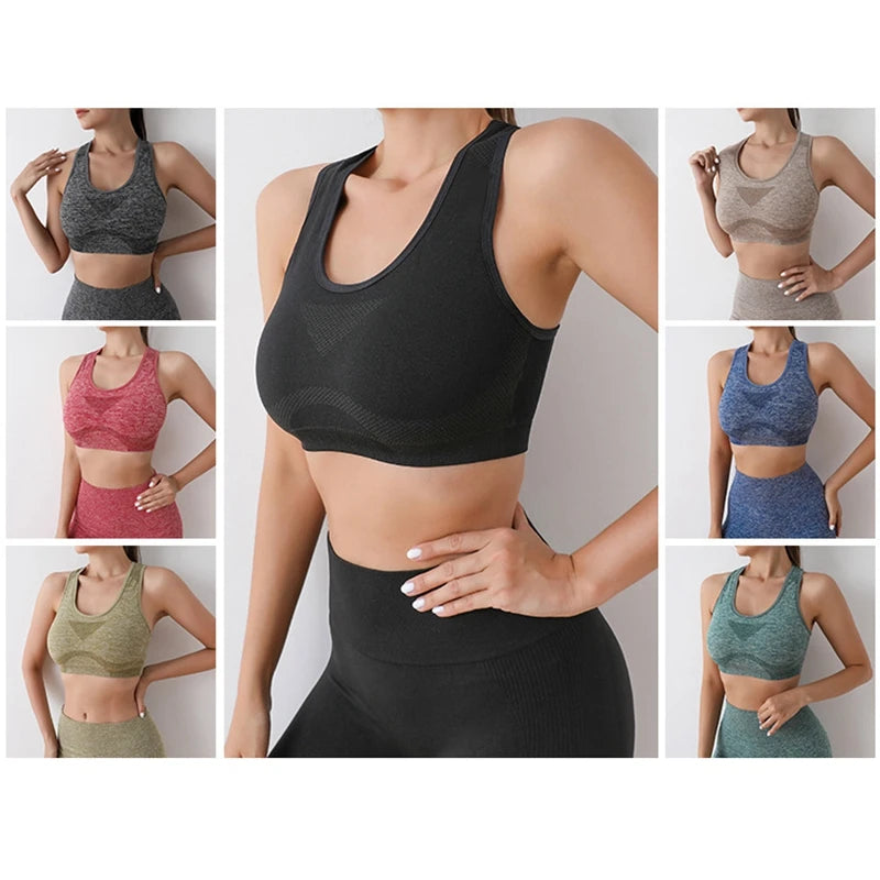 Women Sports Bras Yoga Top Vest High Shockproof Quick-drying Yoga/Gym Running Fitness Underwear Ladies Seamless Sportswear