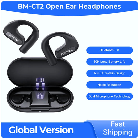 BlitzMax BM-CT2 Open-Back Headphones High-Fidelity Audio/Bluetooth 5.3 Noise Reduction Earphones for Sports Running