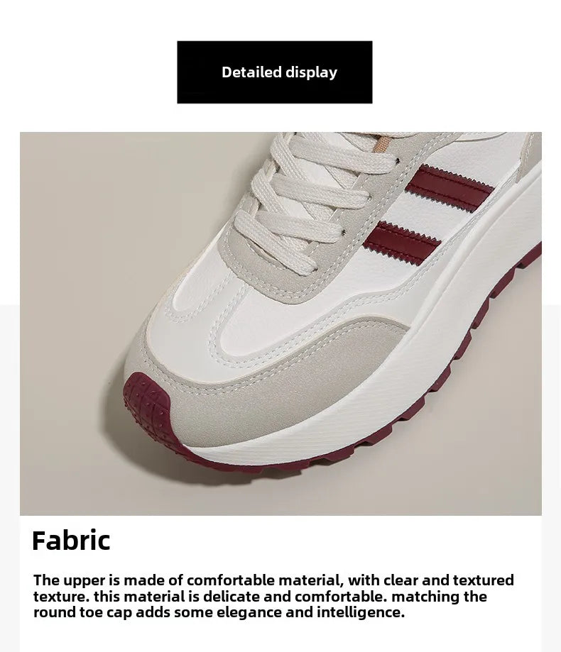 New Summer Autumn Women's Shoes With Thick Sole Casual Board Shoes/Spliced Sports Leather Surface Shoes For Students