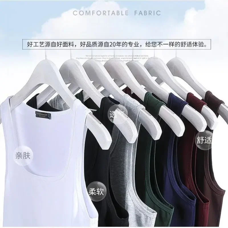 HOT Summer Male clothes Women Basic Elastic Tank Tops/100% Pure Cotton Sleeveless Fitness T-shirt Elastic Bodybuilding Vest