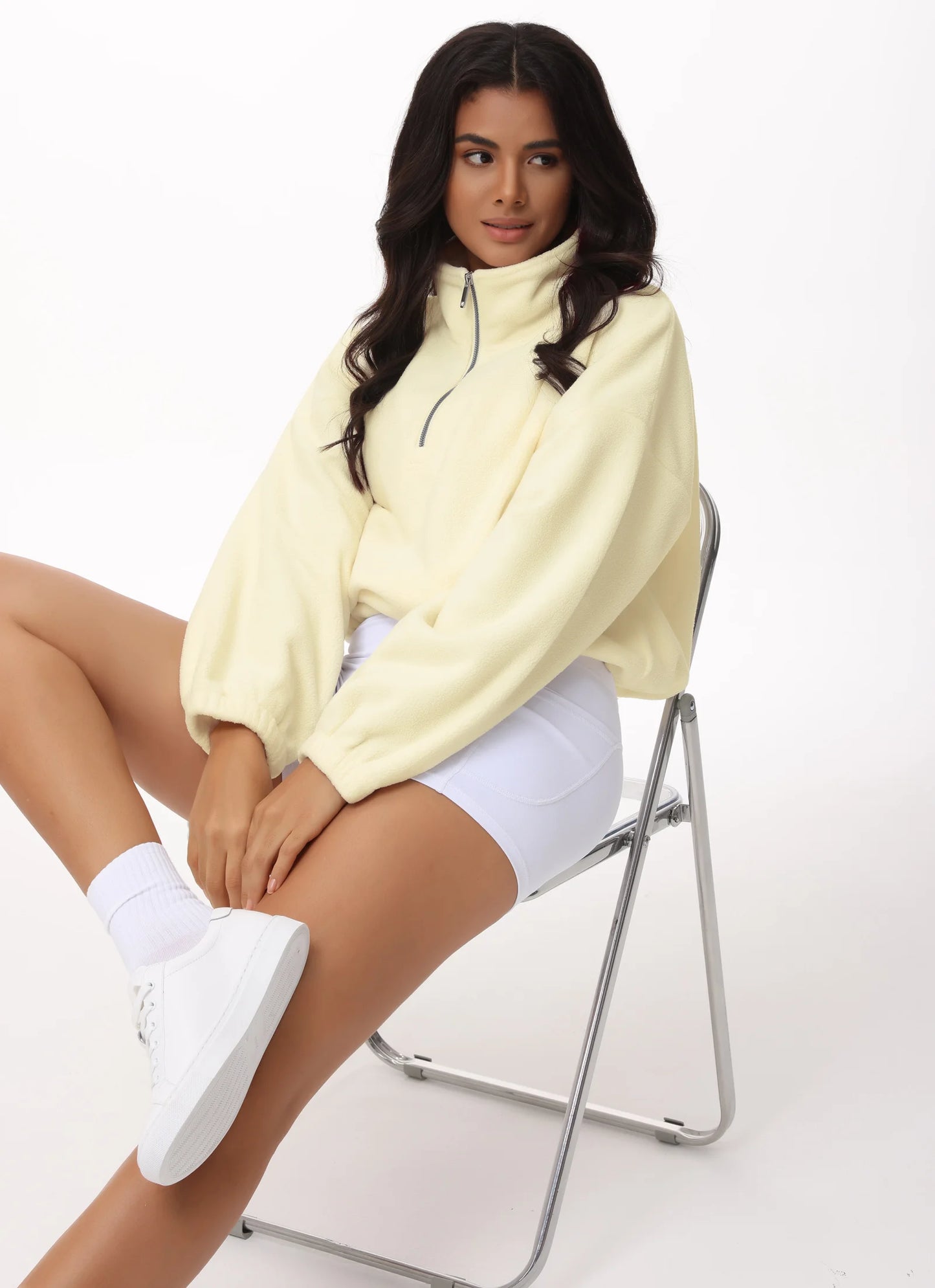 THE GYM PEOPLE Women’s Half Zip Crop Pullover Sweatshirt Fleece/Loose Fit Workout Tops with Pockets Drawstring