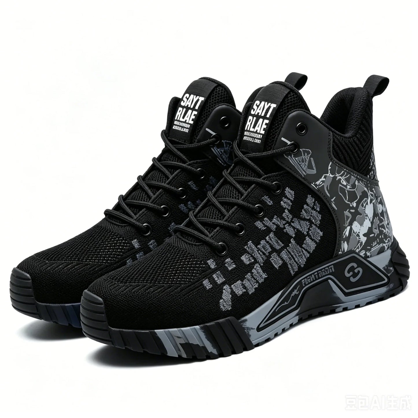 Camo Camouflage High Top Steel Toe Safety Work Boots for Men/Anti-Smash Puncture Resistant Breathable Indestructible
