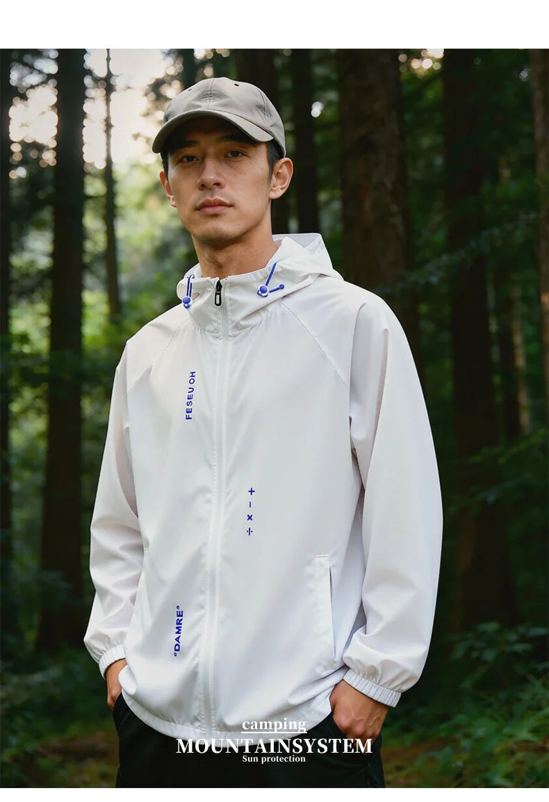 UPF50+ Ice Silk UV Sun Protection Jacket Men Outdoor Softshell/Windbreaker Hiking Camping Coats Lightweight Sunscreen Skin Coats
