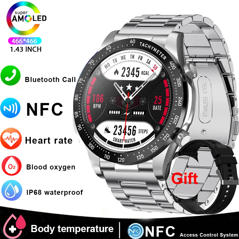 Smart Watch Men 1.43 Inch HD AMOLED Screen Bluetooth Call Fitness Watch/Heart Rate Sleep Monitoring Smartwatch