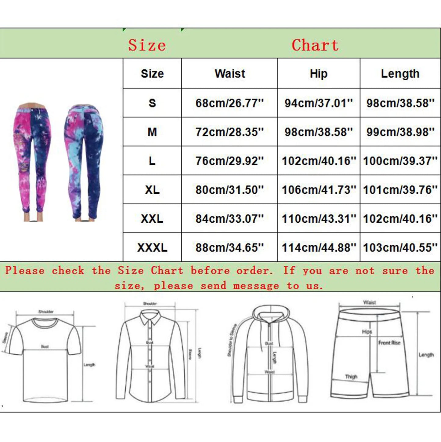 Women's Wash Light Leggings Color Dye Printing/Two Color Gradient Tie Dye Denim Pants