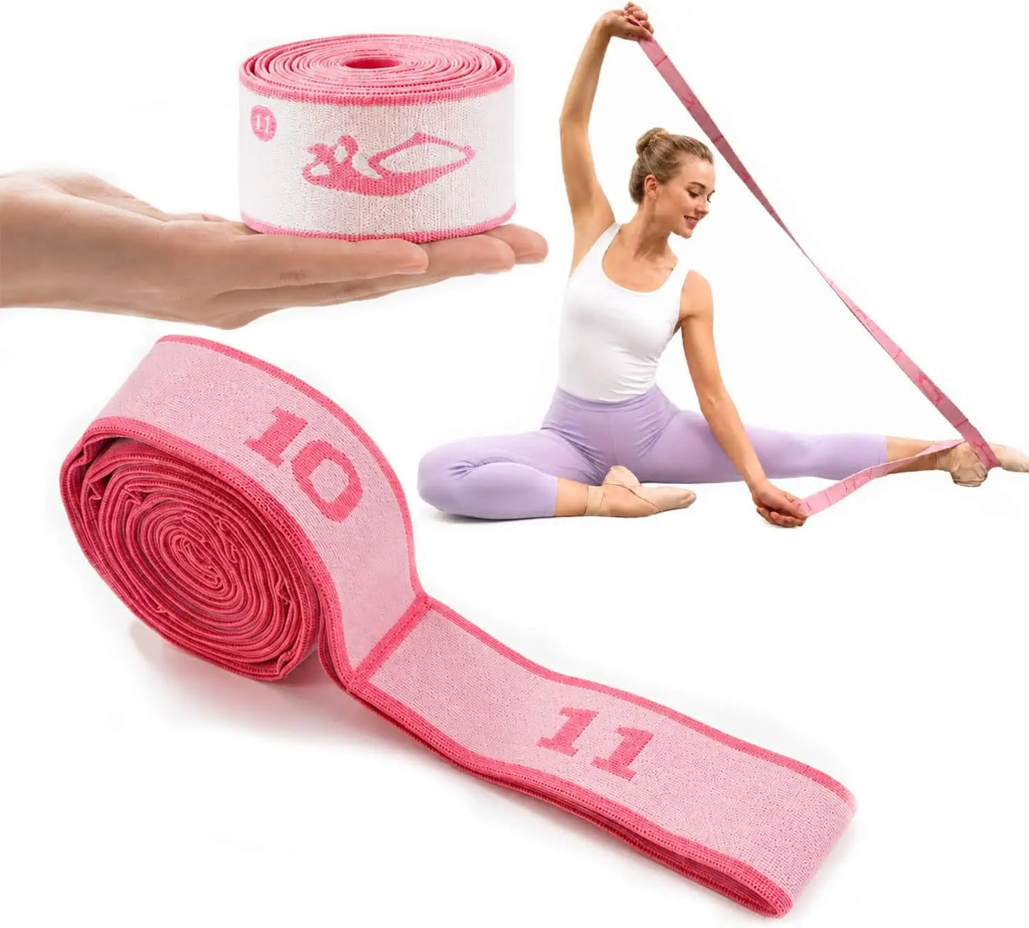 Multi-Loop Stretch Band for Yoga Pilates Ballet Physical Therapy/Flexibility & Leg Stretching Durable Stretching Equipment with 11 Loops