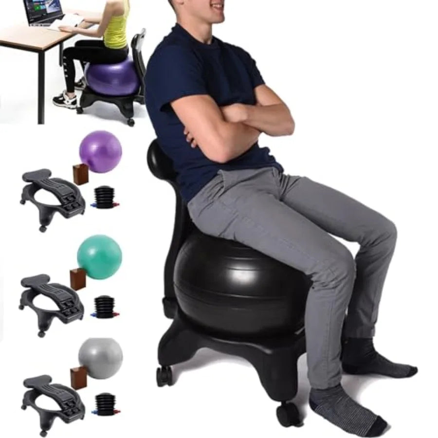 Ergonomic Fitness Ball Chair for Adults and Pregnant Women Yoga Ball Stool/Ideal for Home and Gym Use Promotes Posture Support