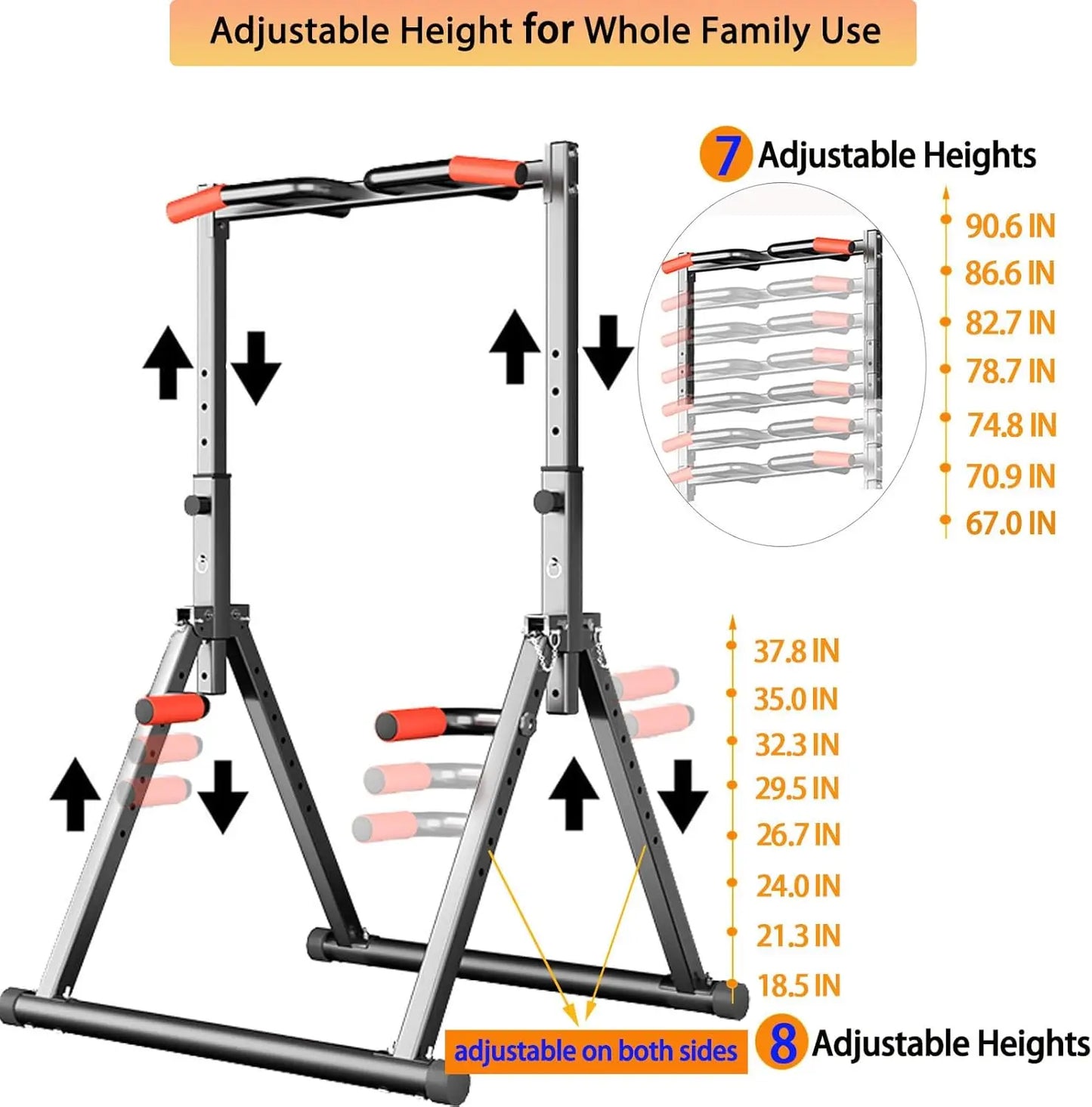 Foldable Power Tower Dip Station Pull Up Bar Station Adjustable/Multifunction Fitness Tower Station Training Equipment