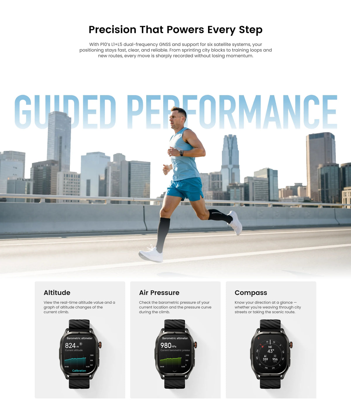 KOSPET MAGIC P10 GPS Smartwatch For Men Anti-Fingerprint AMOLED Screen/Dual-Band GNSS IP69K 5ATM Waterproof 180+ Sport Mode