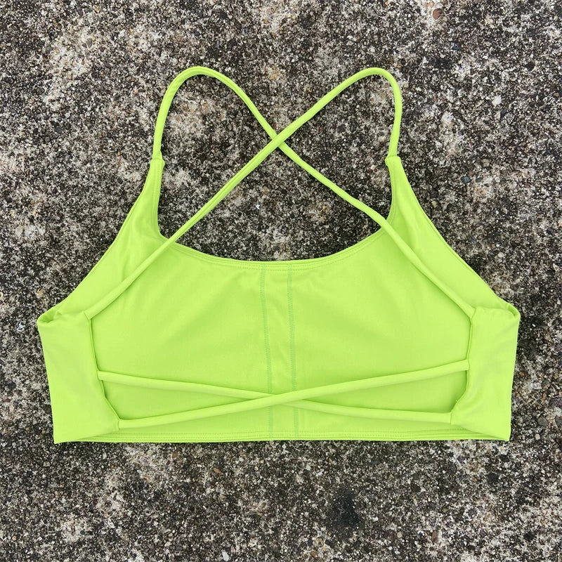 Women Sports Bra Sexy Cross Straps Back Fitness Bralette High Impact/Gym Yoga Workout Crop Top Vest Push Up Running Underwear