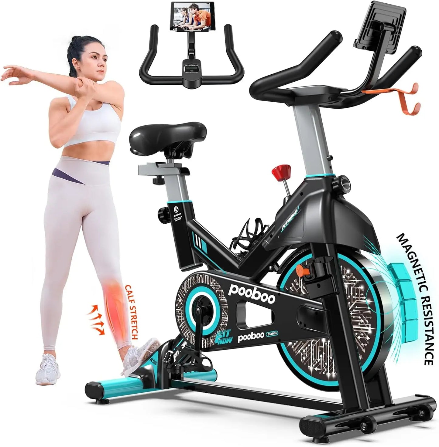 Exercise Bike, Adjustable Magnetic/Brake Pad Resistance Silent Belt Drive/Indoor Cycling Bike for Home Cardio Fitness Station