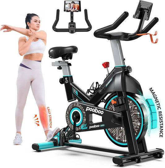 Exercise Bike, Adjustable Magnetic/Brake Pad Resistance Silent Belt Drive/Indoor Cycling Bike for Home Cardio Fitness Station