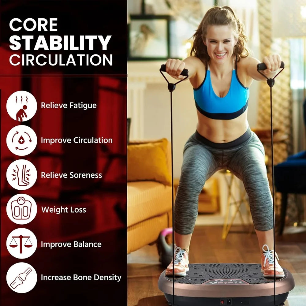 Fitpro Vibration Plate Exercise Machine Whole Body Workout Vibration/Fitness Platform w/Loop Bands Lymphatic Drainage