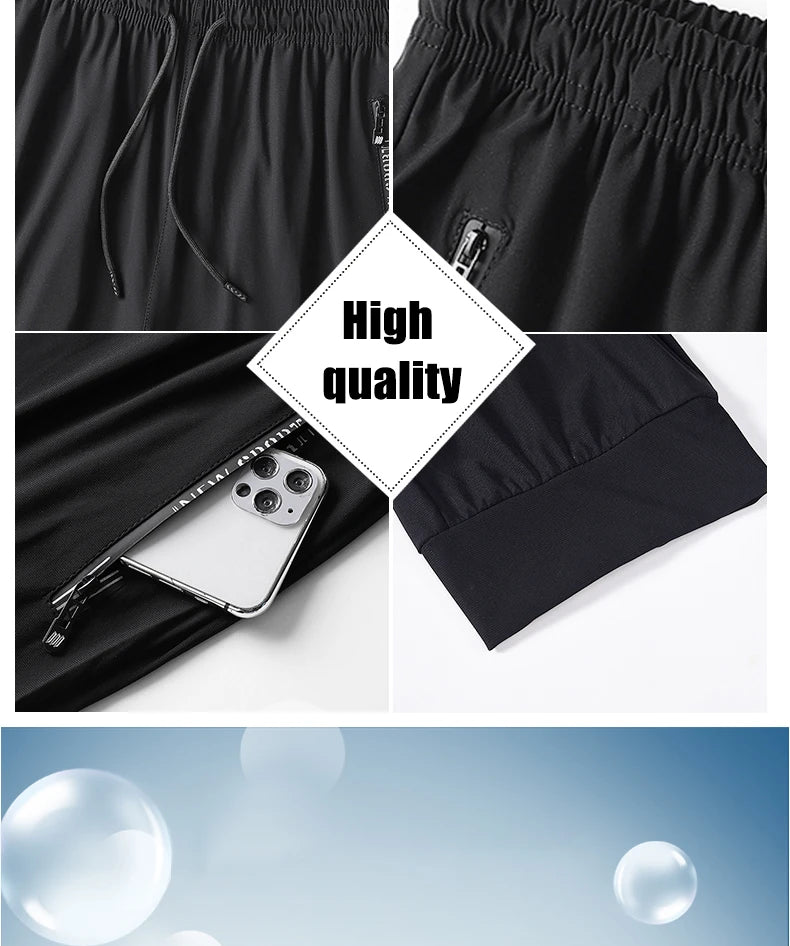 Summer Men Casual High end Ice Silk Pants Sports Pants/Quick-Drying Men's Trousers Sweatpants Male Elastic Plus Size 8xl 7xl 6xl
