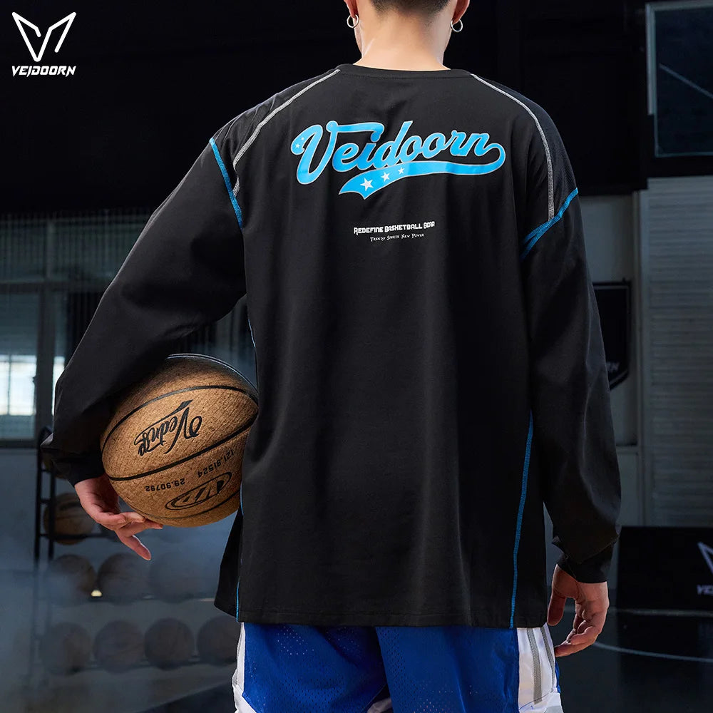 Veidoorn Men's Long Sleeve Workout Shirts Athletic Running/Base player Top for Gym Training Moisture Wicking Thermal Sportswear