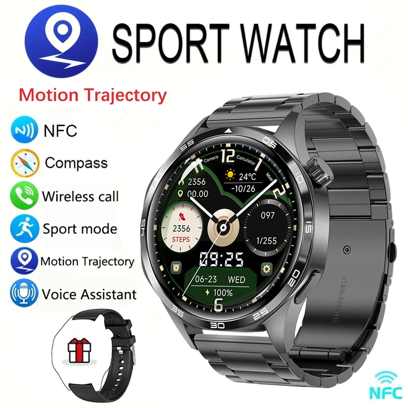 New Watch GT5 PRO NFC Smart Watch GPS Motion Trajectory HD Screen/Bluetooth Call Smartwatch Outdoor Sports Watches For Men